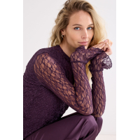 Tramontana Top Flared Cuff Aubergine Noir